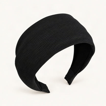 Wide Ribbed Fabric Headband in Black [FITINY Hair]
