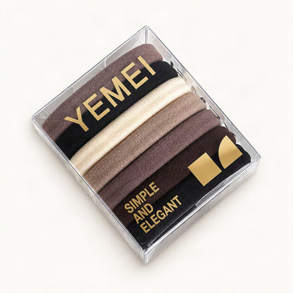 Brown high-elastic hair ties arranged in a boxed color assortment [FITINY Hair]