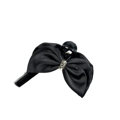 Large Satin Bow Claw Clip with Rhinestone Center, additional view 1