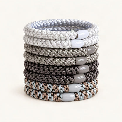 Braided Elastic Hair Tie, 6 cm Woven Hair Scrunchie in Grey [FITINY Hair]