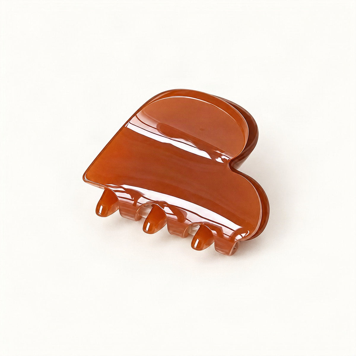 Mini Cellulose Acetate Heart Claw Clip, 1.3 in in Amber [FITINY Hair]