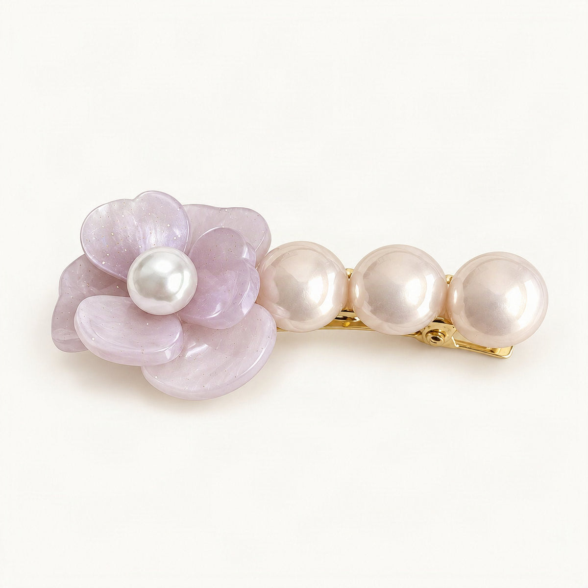 Acetate Side Hair Clip Camellia Faux Pearl in Purple [FITINY Hair]