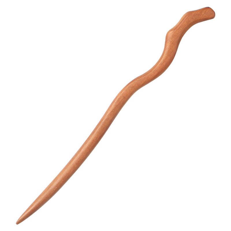 Carved Wood Hair Stick with Flowing Scroll Design, additional view 5