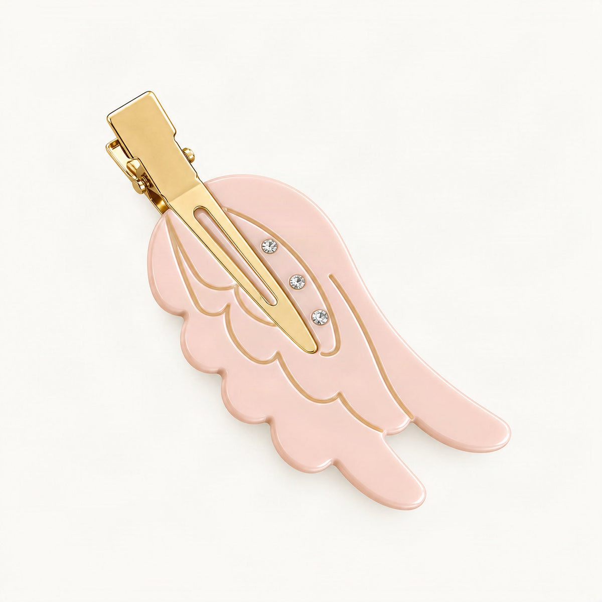 Wing Acetate Duckbill Side Clip with Rhinestones in Light Pink [FITINY Hair]