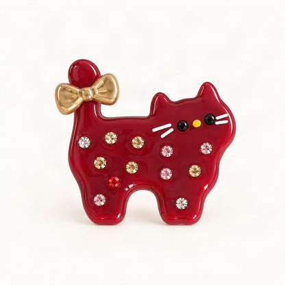 Acetate 4 cm Rhinestone Cat Hair Clip in Red [FITINY Hair]
