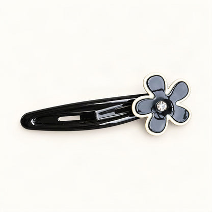 Cute Acetate Snap Clips with Flowers, Bows and Characters in Black Floral, Flower [FITINY Hair]