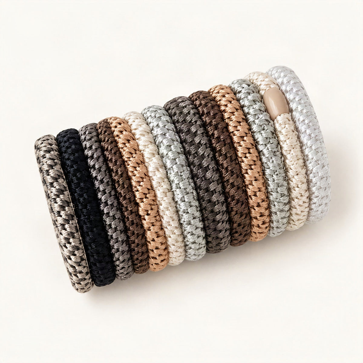 Braided Elastic Hair Ties in a Jar in Grey Mix [FITINY Hair]