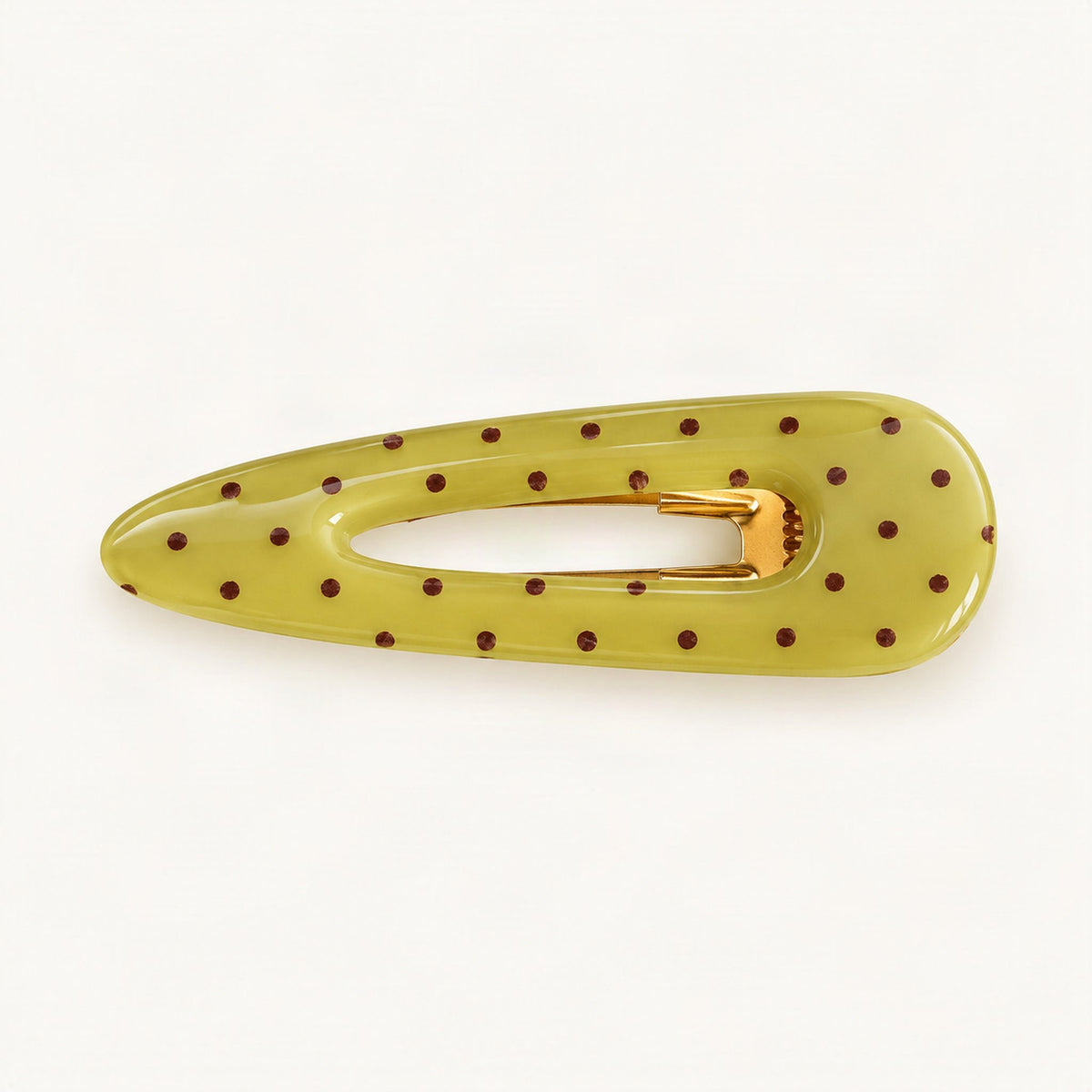 Acetate Polka Dot Cutout Barrette in Light Green Polka Dot [FITINY Hair]