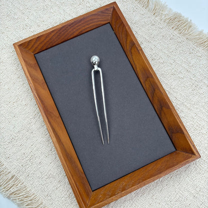 Faux Pearl Silver-Tone Metal U-Pin Hair Fork, additional view 2