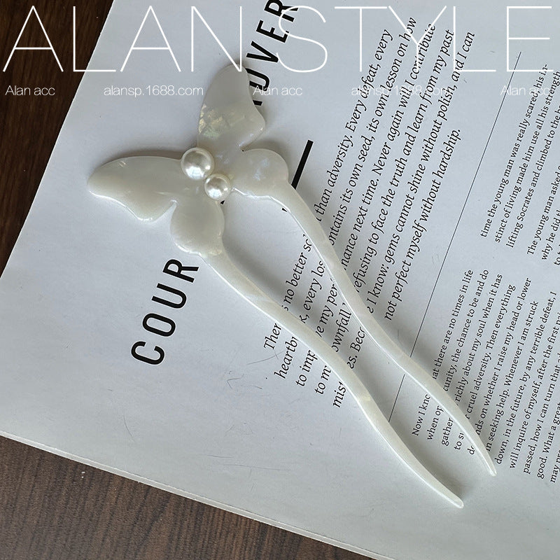 Acetate Butterfly U-Shaped Hair Pin, additional view 2