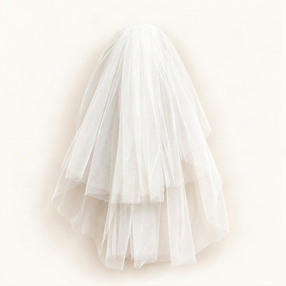 Two-Tier Bridal Tulle Veil, 70 cm, Comb or Clip Attachment in White, Full Tulle with Comb [FITINY Hair]