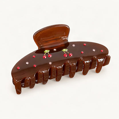 Amber acetate claw clip with cherry motif [FITINY Hair]
