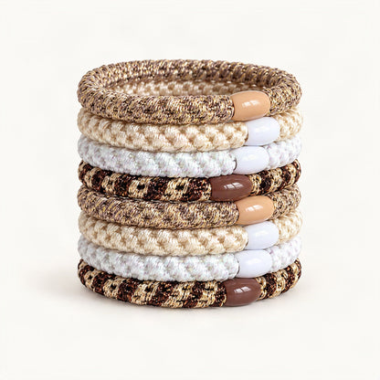 Black woven ponytail holder showing its braided texture [FITINY Hair]