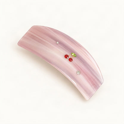 Cellulose Acetate 3.7 in Spring Hair Clip in Pink Stripe [FITINY Hair]