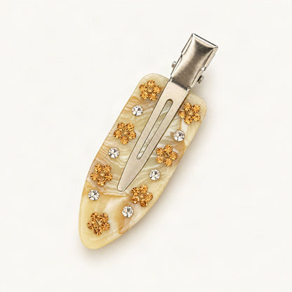 Rhinestone Acetate Duckbill Side Clip in Cream Floral [FITINY Hair]