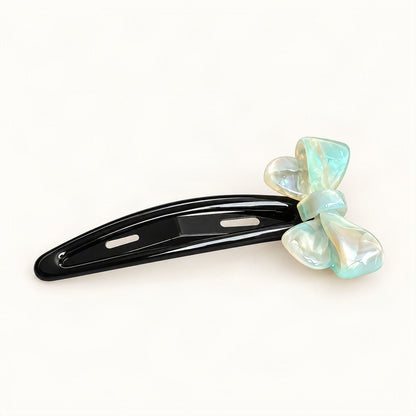 Cute Acetate Snap Clips with Flowers, Bows and Characters in Teal Floral, Bow [FITINY Hair]