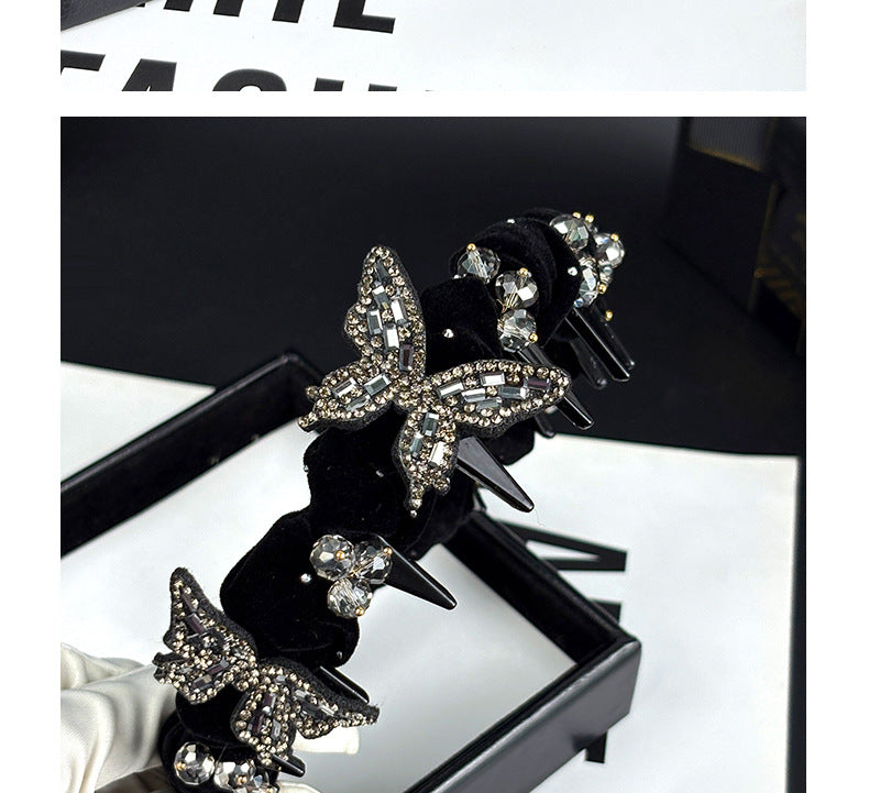 Velvet Headband with Rhinestone Butterfly, additional view 8