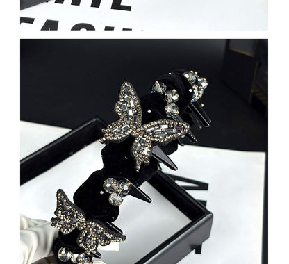 Velvet Headband with Rhinestone Butterfly, additional view 8