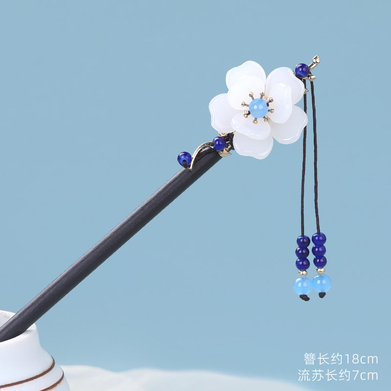 Begonia Blossom Wood Hair Stick with Charms, additional view 10