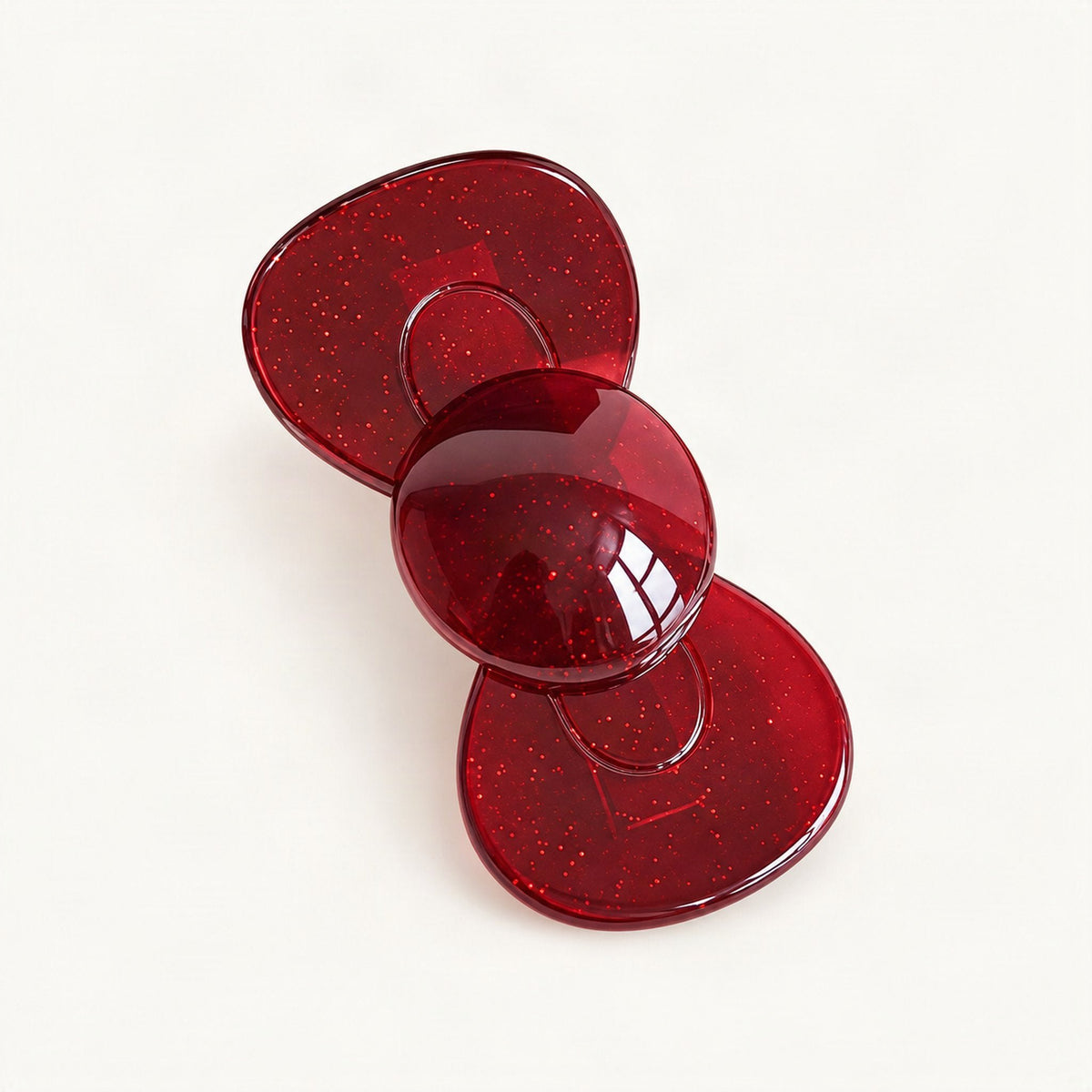 Cellulose Acetate Bow Side Hair Clip, 6 cm in Red & Pink [FITINY Hair]