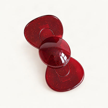 Cellulose Acetate Bow Side Hair Clip, 6 cm in Red & Pink [FITINY Hair]