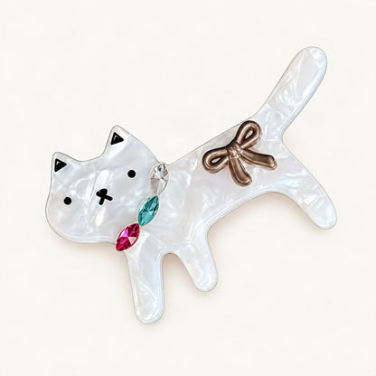 Mermaid finish acetate cat side hair clip on a plain background [FITINY Hair]