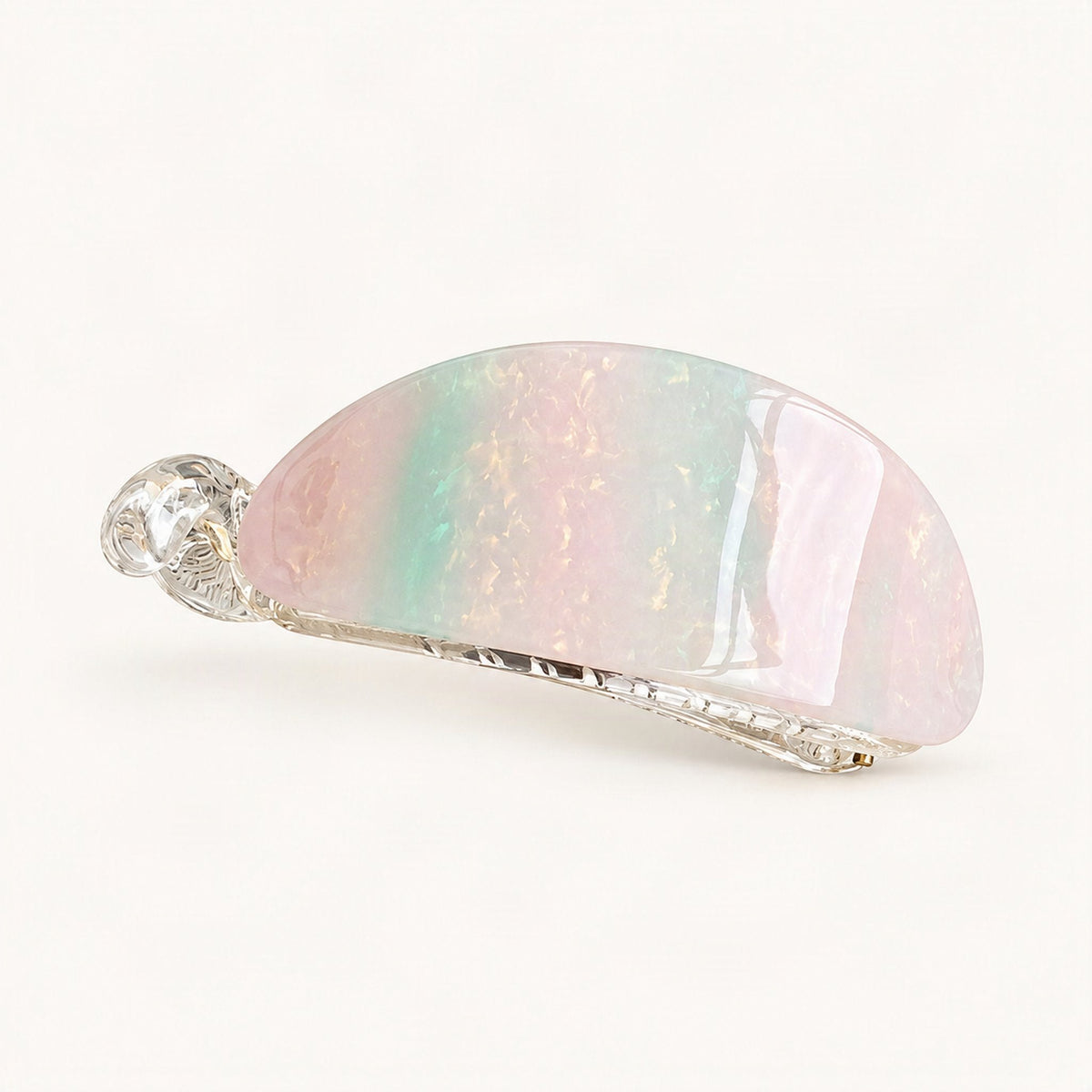 Acetate Hair Claw Clip for Half-Up Styles, 3.1 in in Pink & Green [FITINY Hair]
