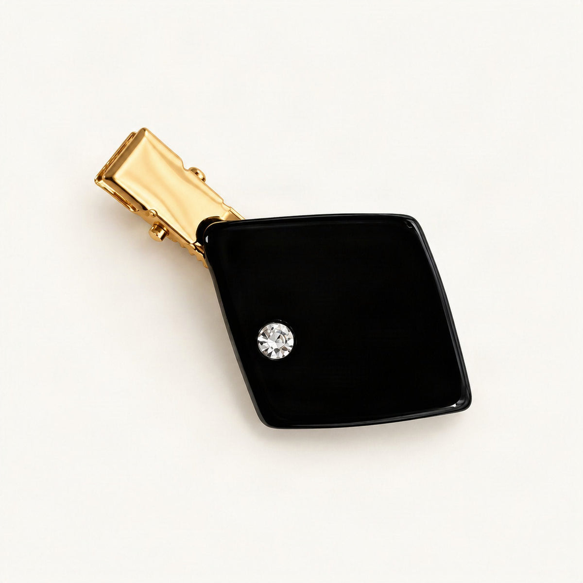 5.4 cm Acetate Side Hair Clip with Rhinestone Detail in Black [FITINY Hair]