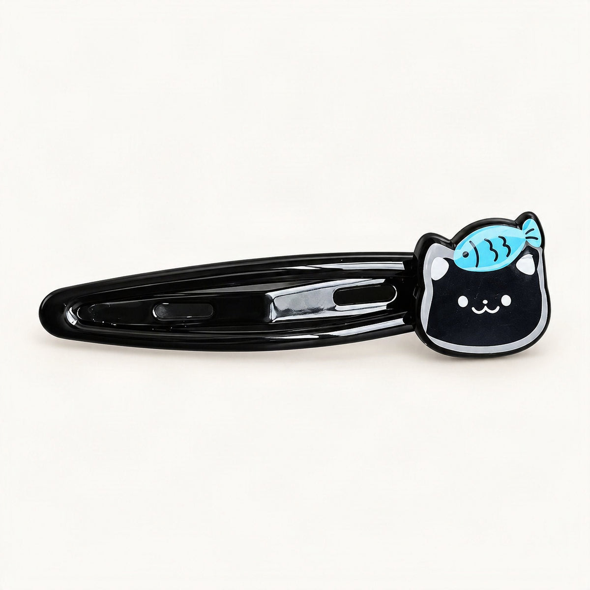 Cute Acetate Snap Clips with Flowers, Bows and Characters in Black, Cat [FITINY Hair]