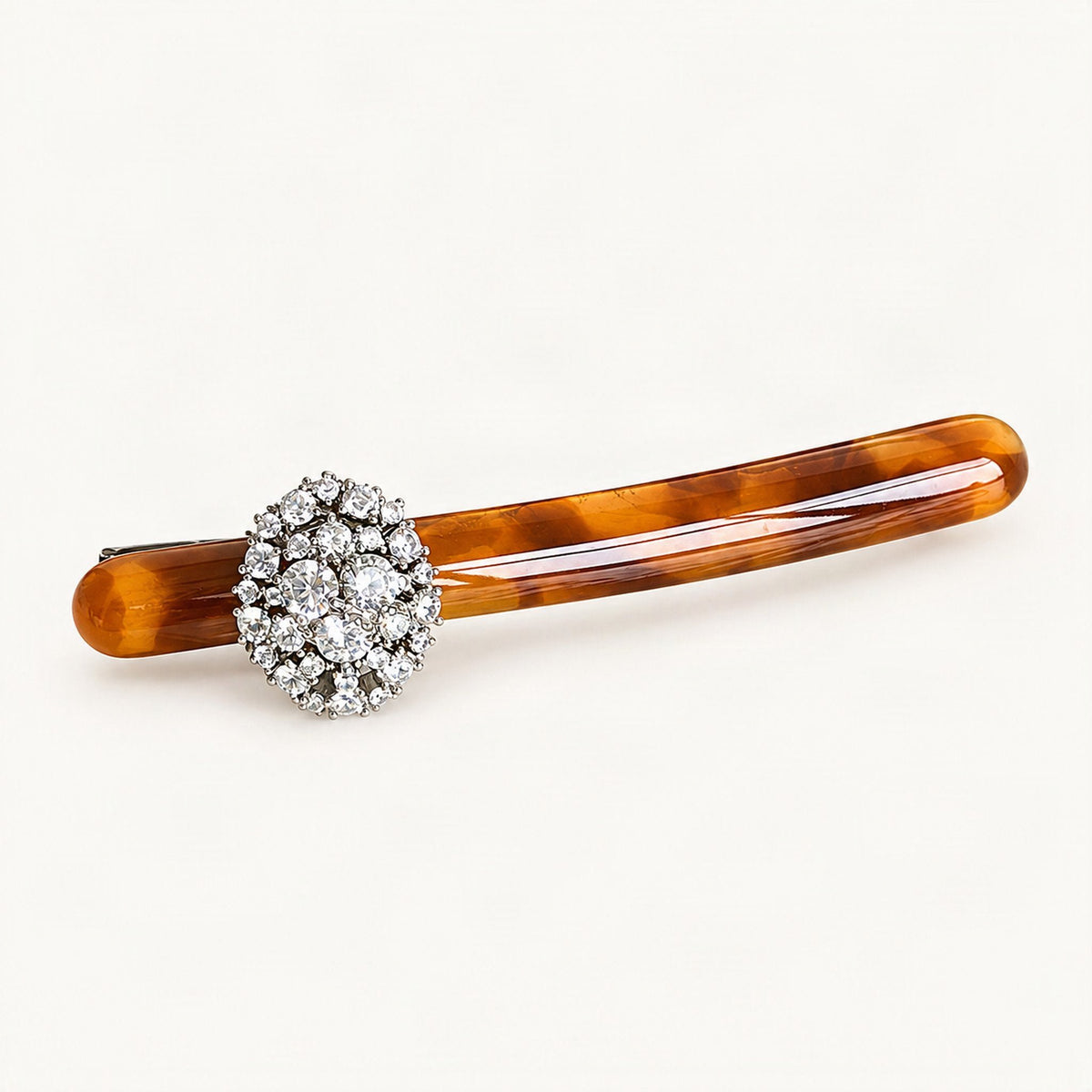 Cellulose Acetate Rhinestone Cluster Hair Clip 8.5cm in Amber Leopard [FITINY Hair]