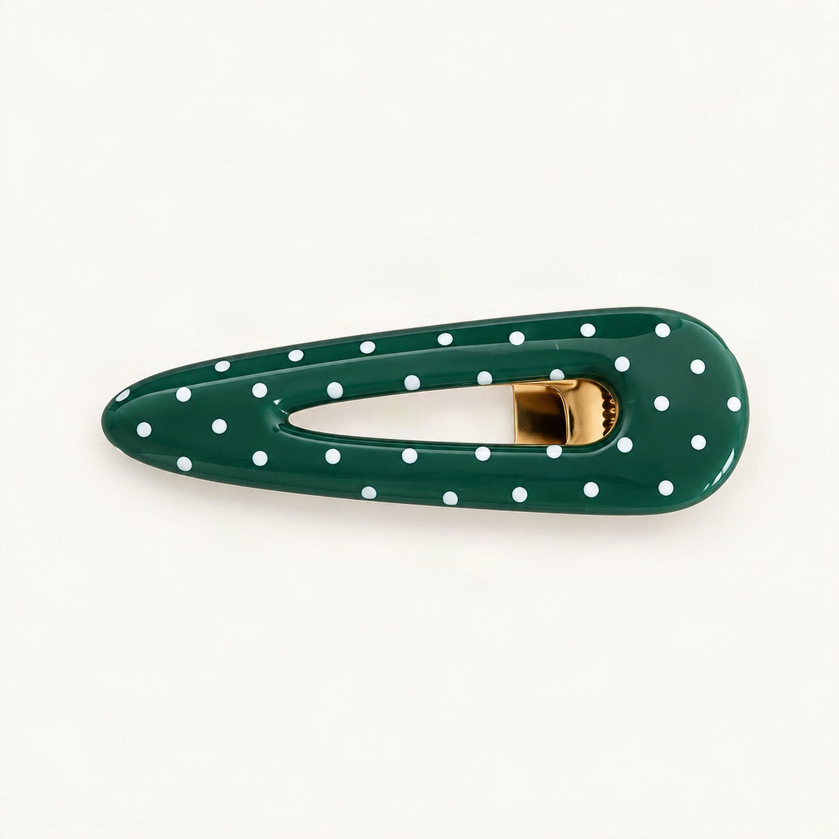 Acetate Polka Dot Cutout Barrette in Green Polka Dot [FITINY Hair]