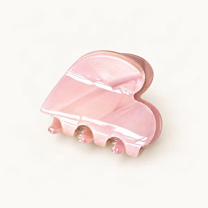 Mini Cellulose Acetate Heart Claw Clip, 1.3 in in Pink Stripe [FITINY Hair]