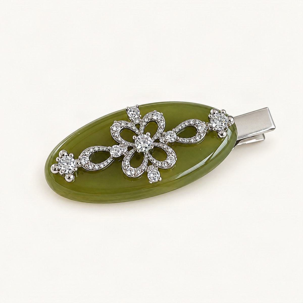Acetate Duckbill Hair Clip, 2 in, 4 mm Thick in Light Green & Green [FITINY Hair]