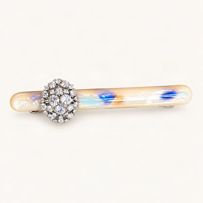 Cellulose Acetate Rhinestone Cluster Hair Clip 8.5cm in Blue & Brown [FITINY Hair]