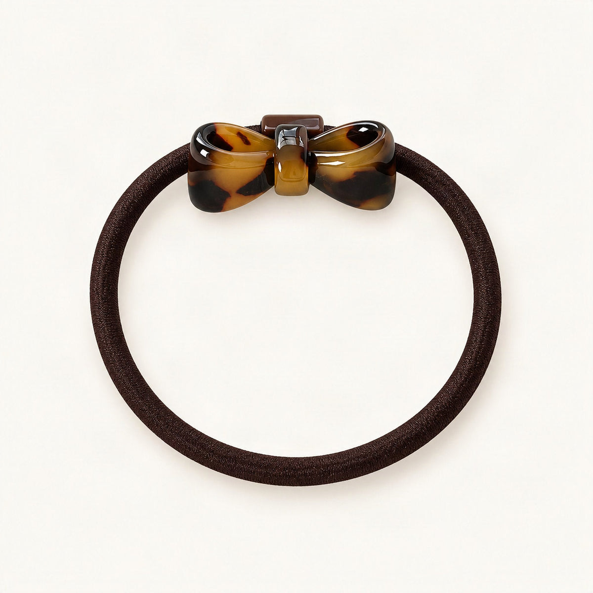 Bow Hair Tie with High-Stretch Elastic and Acetate Bow in Tortoise [FITINY Hair]
