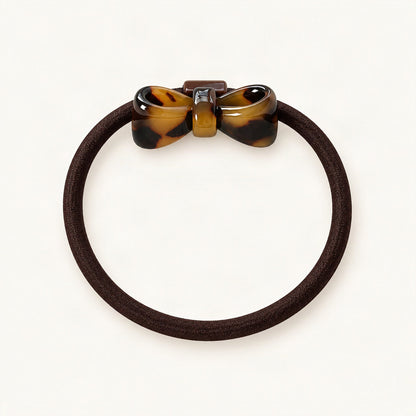 Bow Hair Tie with High-Stretch Elastic and Acetate Bow in Tortoise [FITINY Hair]