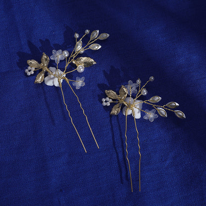Back view of matching decorative hair pins