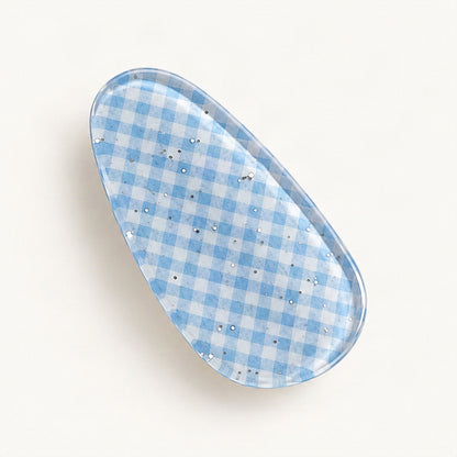 Acrylic Side Hair Clip with Glitter and Patterned Design in Blue [FITINY Hair]