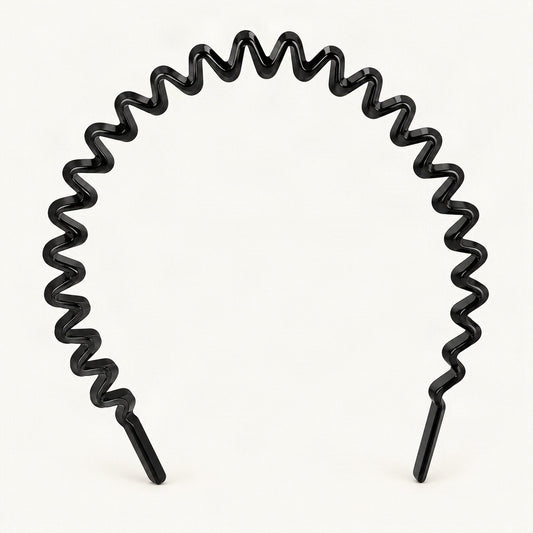 Wavy Cellulose Acetate Headband, 6 mm Thick in Black [FITINY Hair]