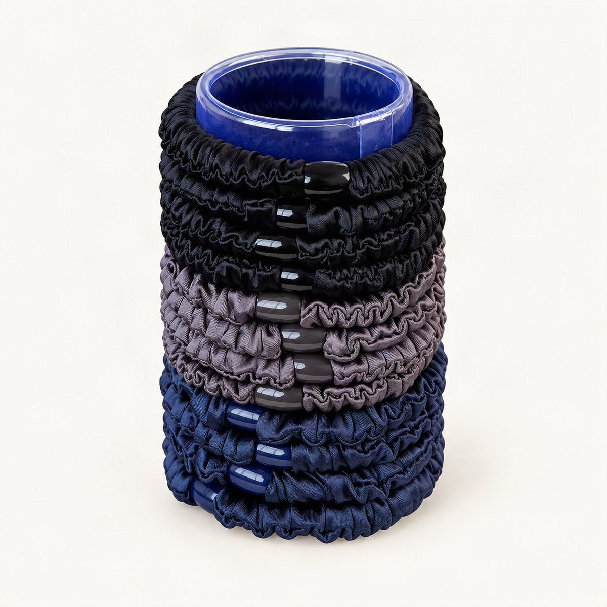 Silky Skinny Scrunchie Hair Ties in a Tub in Dark Mix [FITINY Hair]