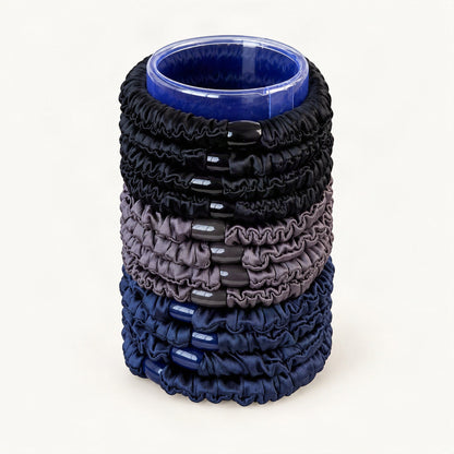 Silky Skinny Scrunchie Hair Ties in a Tub in Dark Mix [FITINY Hair]