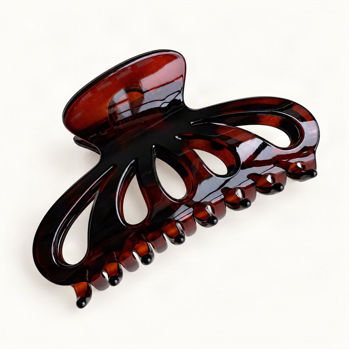 Red brown claw hair clip with a simple resin design [FITINY Hair]