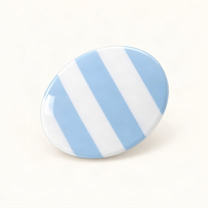 Cellulose Acetate Spring Hair Clip in Blue Stripe, Oval [FITINY Hair]
