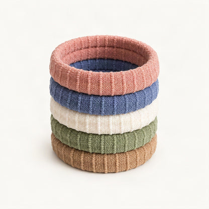 Light pastel scrunchie hair tie with a gathered fabric design [FITINY Hair]