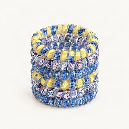 High-Stretch Coil Hair Ties, 5.5 cm in Butter & Blue [FITINY Hair]