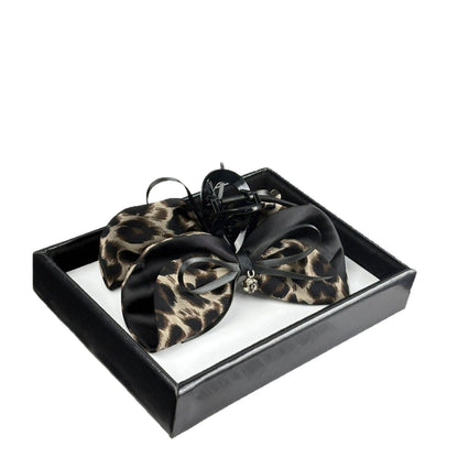 Satin Leopard Print Bow Hair Claw Clip, additional view 2