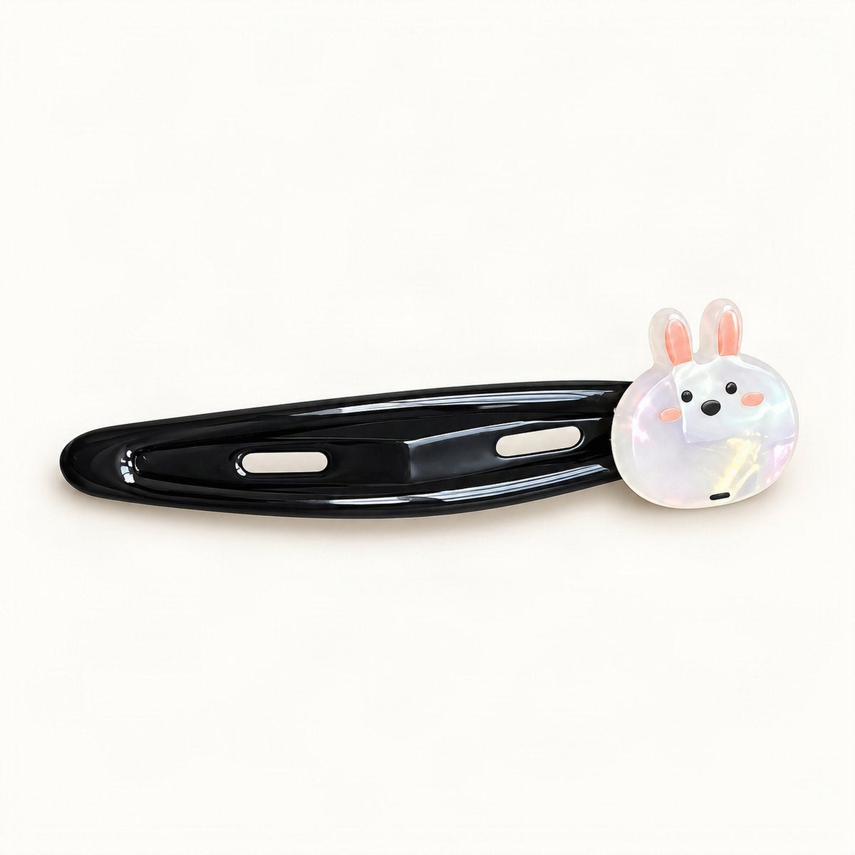 Cute Acetate Snap Clips with Flowers, Bows and Characters in White, Bunny [FITINY Hair]