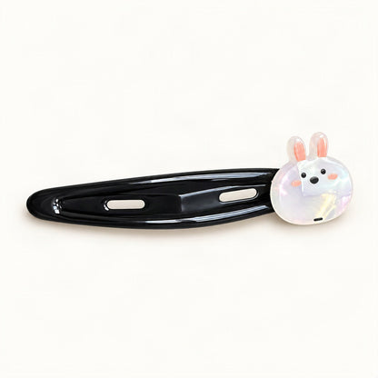 Cute Acetate Snap Clips with Flowers, Bows and Characters in White, Bunny [FITINY Hair]