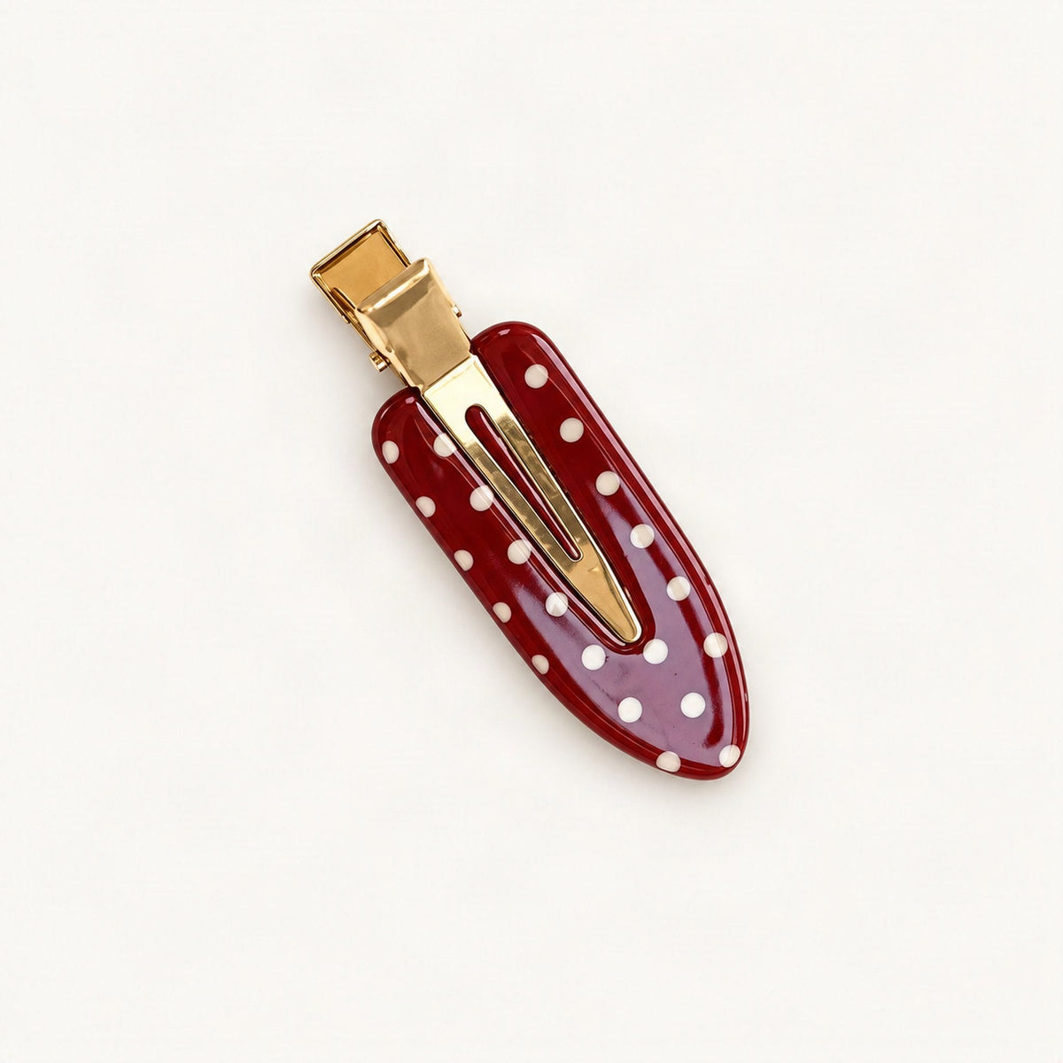 Polka Dot Acetate Snap Hair Clip, 6 cm in Red & White [FITINY Hair]