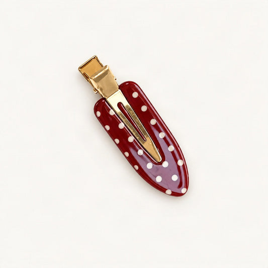 Polka Dot Acetate Snap Hair Clip, 6 cm in Red & White [FITINY Hair]